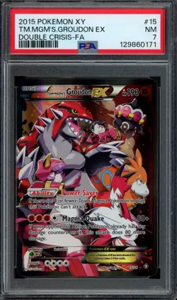 Pokemon Team Magma's Groudon EX Full Art 2015 XY Double Crisis #15 PSA 7 NM - Image 1
