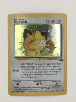 Meowth, 10 Black Star Promo, Gameboy Promo, Vintage Pokemon TCG, M/NM - Image 1