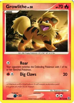 Pokemon TCG Growlithe D&P Secret Wonders 89/132 Regular Common MP - Image 1