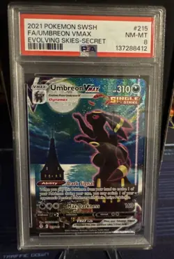 2021 POKEMON SWORD & SHIELD EVOLVING SKIES SECRET FULL ART/UMBREON VMAX PSA 8 - Image 1