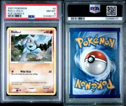 2007 Pokemon TCG POP SERIES 6 #8 RIOLU HOLO PSA 8 NM-MT SWIRL Holo! - Image 1