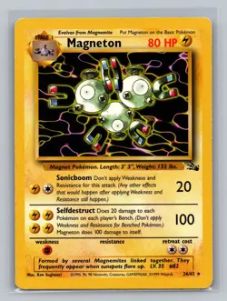 Pokemon TCG #26/62 Magneton (26) Fossil Normal MP - Image 1