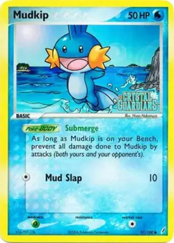 Damaged Mudkip - 57/100 - Common - Reverse Holo Pokemon Crystal Guardians - Image 1