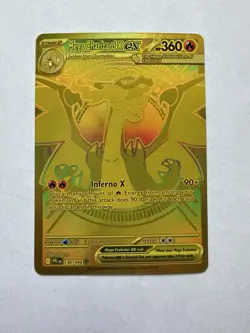 Mega Charizard X EX Gold Hyper Rare 130/094 Pokemon Me02: Phantasmal Flames NM - Image 1