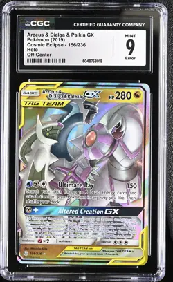 Arceus & Dialga & Palkia Gx 156/236 Holo Cosmic Eclipse Pokemon CGC 9 Mint - Image 1