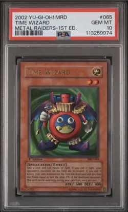 Yu-Gi-Oh! 2002 MRD-Metal Raiders 1st Edition #065 Time Wizard PSA 10 Fresh Cert - Image 1