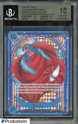2025 One Piece The Azure Sea's Seven OP09051 Buggy Gold 3rd Anniversary BGS 10 - Image 1