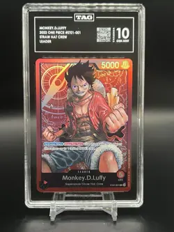 2022 One piece TCG. ST01-001 Monkey D. Luffy Leader. TAG Graded 10/10 Gem Mint💎 - Image 1
