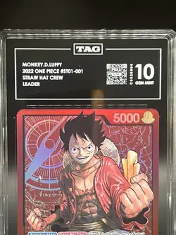 2022 One piece TCG. ST01-001 Monkey D. Luffy Leader. TAG Graded 10/10 Gem Mint💎 - Image 5