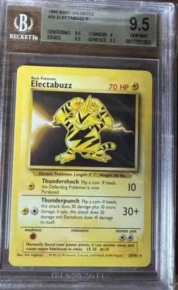 ⚡ Electabuzz 20/102 Pokemon Card - 1999 Base Set, BGS 9.5 - Image 1