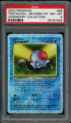 PSA 8 Tentacool Reverse Holo Pokemon Legendary Collection 96/110 Pokemon Card - Image 1