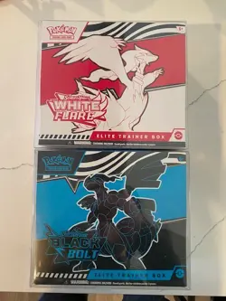 Pokemon Scarlet and Violet Black Bolt/White Flare ETBs SEALED NEW (1# of each) - Image 1