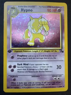 1999 Pokemon Hypno 8/62 Holo Rare 1st Edition Fossil - Image 1