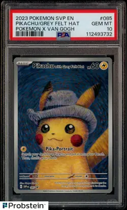 Pokemon Pikachu with Grey Felt Hat Van Gogh 085 Promo PSA 10 Graded GEM MINT - Image 1