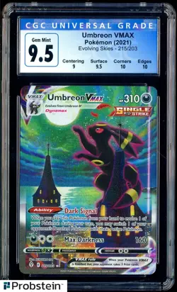 2021 Pokemon SWSH Evolvong Skies #215 FA Secret Umbreon VMAX CGC 9.5 GEM MINT - Image 1