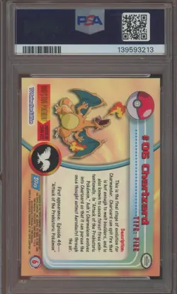 1999 Topps Pokemon TV Rainbow Foil #6 Charizard PSA 9 MINT - Image 2