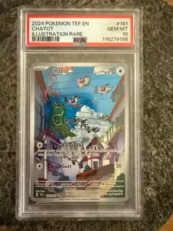 2024 Pokemon TCG Temporal Forces Chatot Illustration Rare PSA 10 #181/162 - Image 1