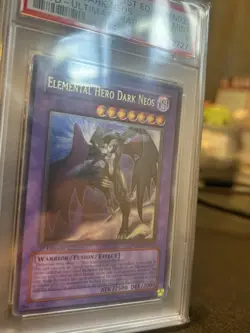 YUGIOH 1ST ED POTD-EN033 ELEMENTAL HERO DARK NEOS ULTIMATE PSA 9 MINT - Image 3