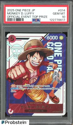 2025 ONE PIECE JPN PROMOS OFFICIAL EVENT TOP PRIZE #014 MONKEY D. LUFFY PSA 10 - Image 1
