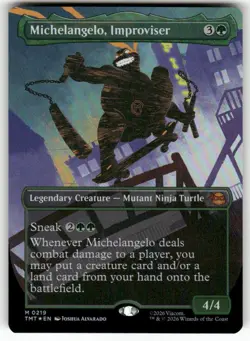 Michelangelo, Improviser (Borderless) 219 NM Foil MTG TMT Magic - Image 1
