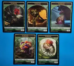 MTG 5 - Saproling Tokens (Mixed Art - one of each) NM Various Sets Magic Playset - Image 1