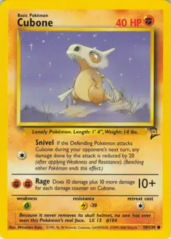 Cubone - 70/130 Base Set 2 - Pokemon TCG - 2000 - Image 1