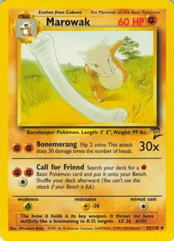 Marowak - 52/130 Base Set 2 - Pokemon TCG - 2000 - Image 1