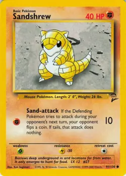 Sandshrew - 91/130 Base Set 2 - Pokemon TCG - 2000 - Image 1