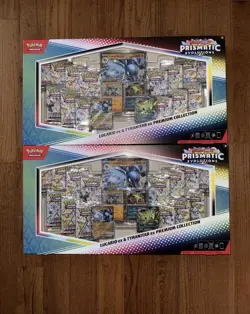 2 Pokemon Prismatic Evolutions Lucario EX & Tyranitar EX Premium Collection - Image 1