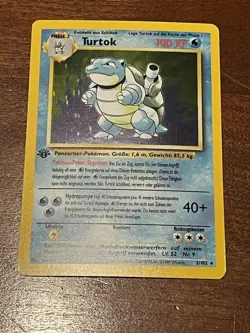 Turtok (German Blastoise) first edition LP Vintage Pokemon TCG Base Set - Image 1
