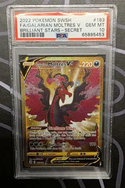Pokemon Galarian Moltres V Brilliant Stars 183/172 PSA 10 Gem Mint - Image 1