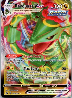 RAYQUAZA VMAX 102/159 HOLO RARE VMAX CROWN ZENITH POKEMON HOLO NM - Image 1