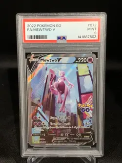 2022 Pokemon SWSH Pokemon GO Mewtwo V #072/078 PSA 9 - Image 1
