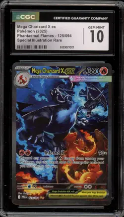 Pokemon Mega Charizard X ex Phantasmal Flames SIR #125 CGC 10 Gem Mint - Image 1
