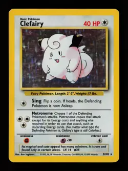 Clefairy 5/102 Holo Rare Base Set Pokemon Card - Image 1