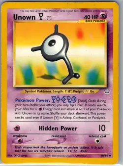 Unown [Y] 40/64 Non Holo Neo Revelation - Pokemon Card - LP - Image 1