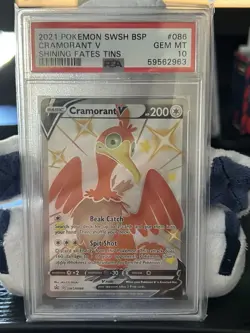 Pokemon Card PSA 10 Cramorant V Shiny Shining Fates Tin Promo SWSH086 2021 - Image 1