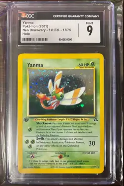 CGC 9 MINT Yanma Neo Discovery 1st Edition 17/75 Holo Pokemon Card - Image 1