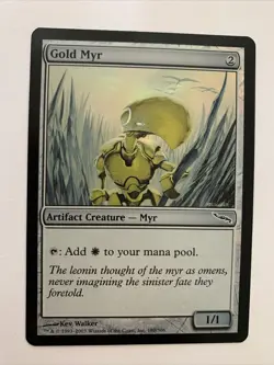 LP FOIL Gold Myr Mirrodin Artifact MAGIC THE GATHERING CARD White - Image 2