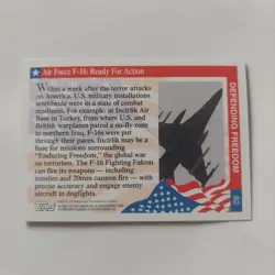 2001 Topps Enduring Freedom #82 Air Force F-16 Ready Action Trading Card Single - Image 2