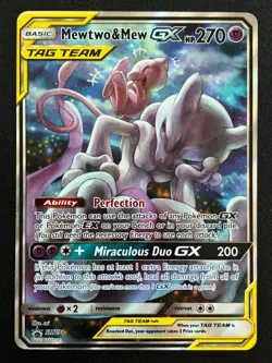 2019 Pokemon TCG Sun & Moon Black Star Promo SM191 Mewtwo & Mew GX Tag Team *LP* - Image 1