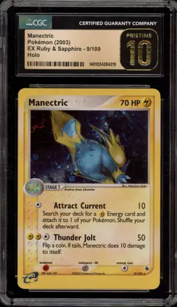 Pokemon Manectric EX Ruby & Sapphire Holo Rare #9 CGC 10 Pristine - Image 1