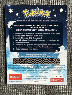🟣 Shiny Koraidon or Miraidon Code – Pokemon Scarlet & Violet (USA) GameStop - Image 2