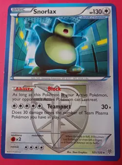 Pokemon - Snorlax 101/135 - BW Plasma Storm - RARE - 2012 - VLP - Image 1