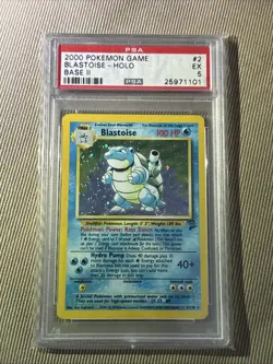 2000 Pokemon BLASTOISE Holo #2 old cert PSA 5 EX - Base Set 2 SWIRL! - Image 1