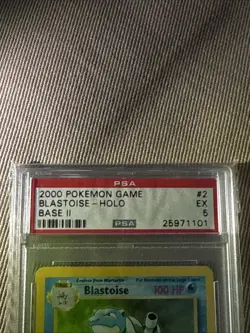 2000 Pokemon BLASTOISE Holo #2 old cert PSA 5 EX - Base Set 2 SWIRL! - Image 2