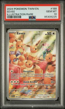 2024 POKEMON TWM EN-TWILIGHT MASQUERADE ILLUSTRATION RARE #188 EEVEE PSA 10 - Image 1