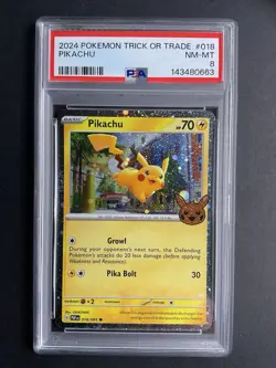 Pikachu 018 PSA 8 2024 Pokemon Trick Or Trade Holo - Image 1
