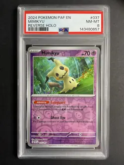 Mimikyu 037 PSA 8 2024 Pokemon Reverse Holo PAF EN - Image 1