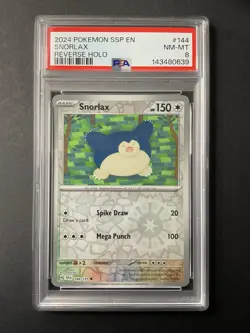 Snorlax 144 PSA 8 2024 Pokemon Reverse Holo SSP EN - Image 1